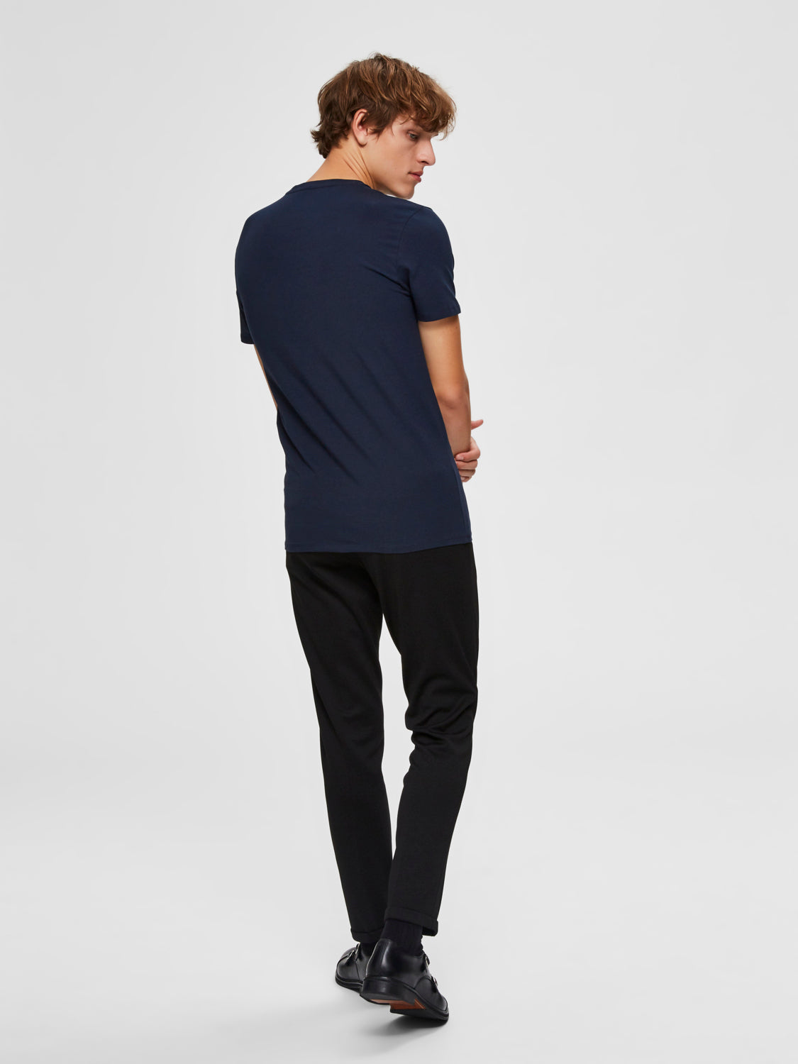 Pima bomull O-neck T-Skjorte - Blå/ Navy