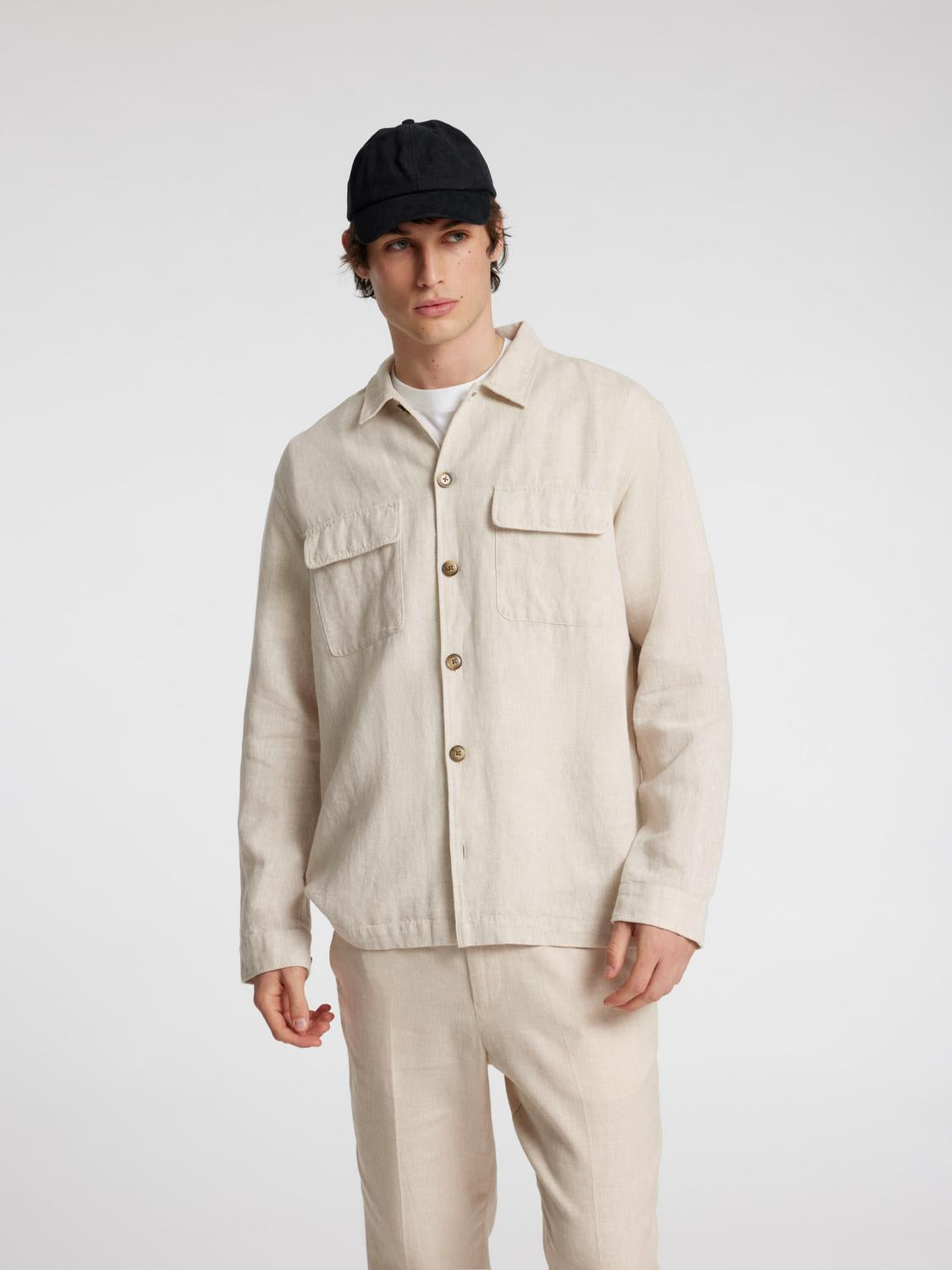 Leroy Lin Overshirt - Beige/ Pure Cashmere