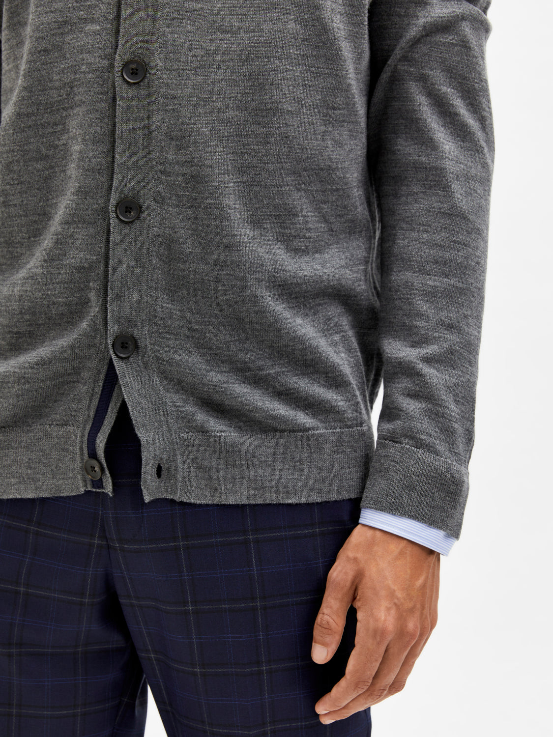 Town ullcardigan - Grå/ Dark Grey Melange