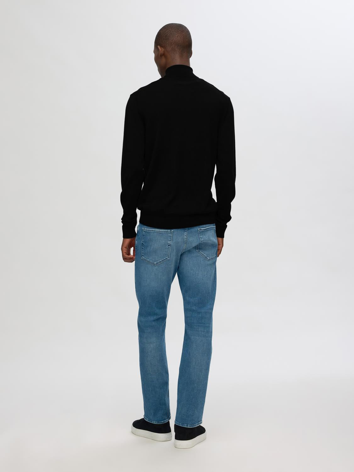 Tray Roll Neck Merino Genser - Black