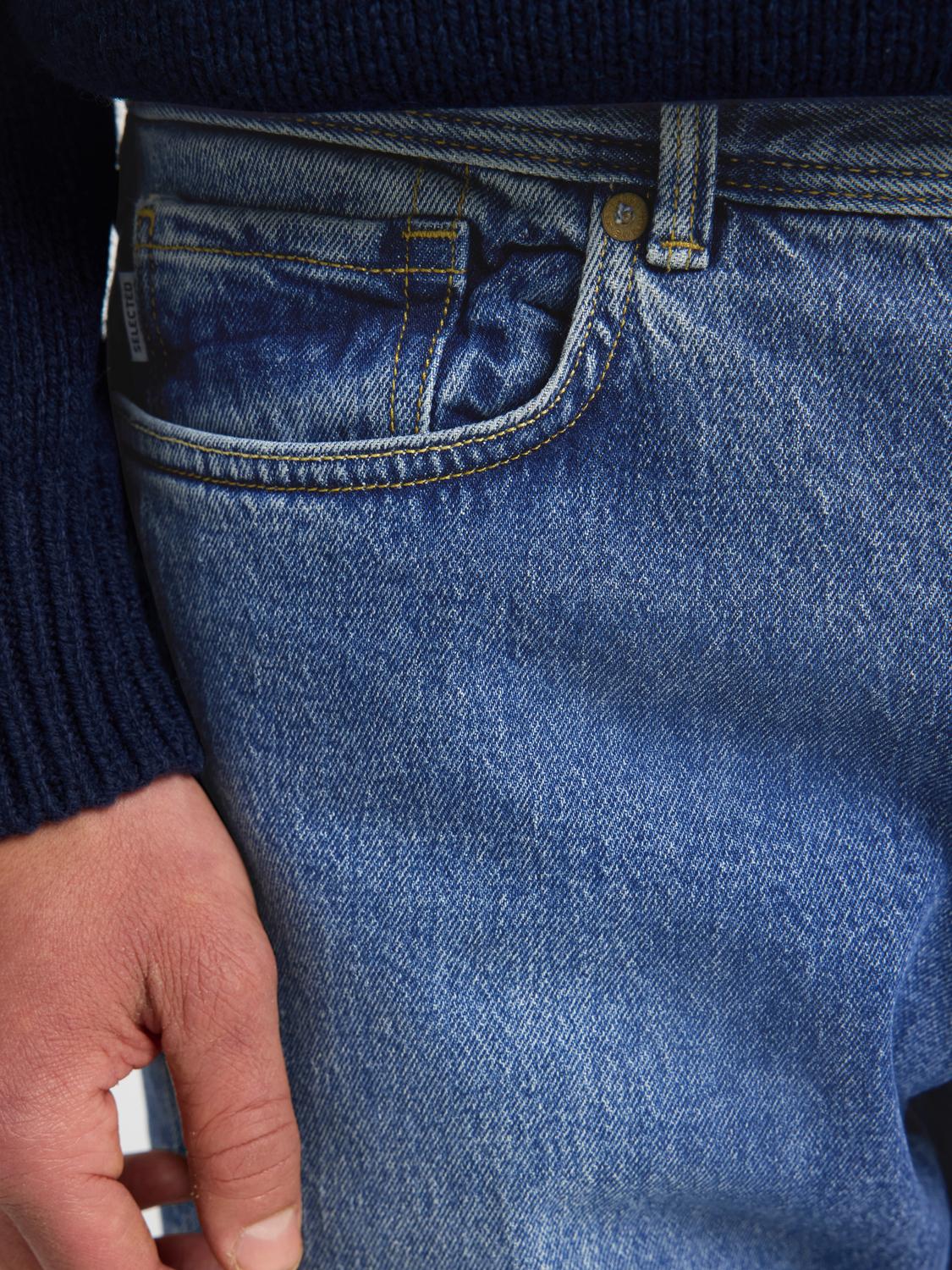 Straight Jeans - Blå/ Medium Blue Denim
