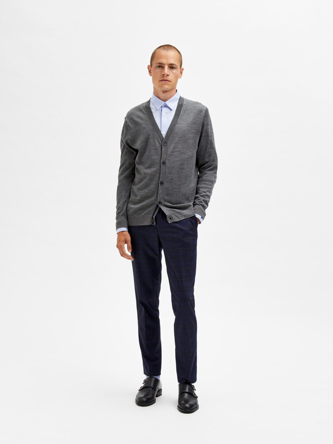 Town ullcardigan - Grå/ Dark Grey Melange