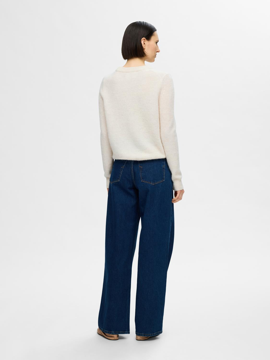 Sia Ras O-Neck strikket Genser - Beige/ Birch