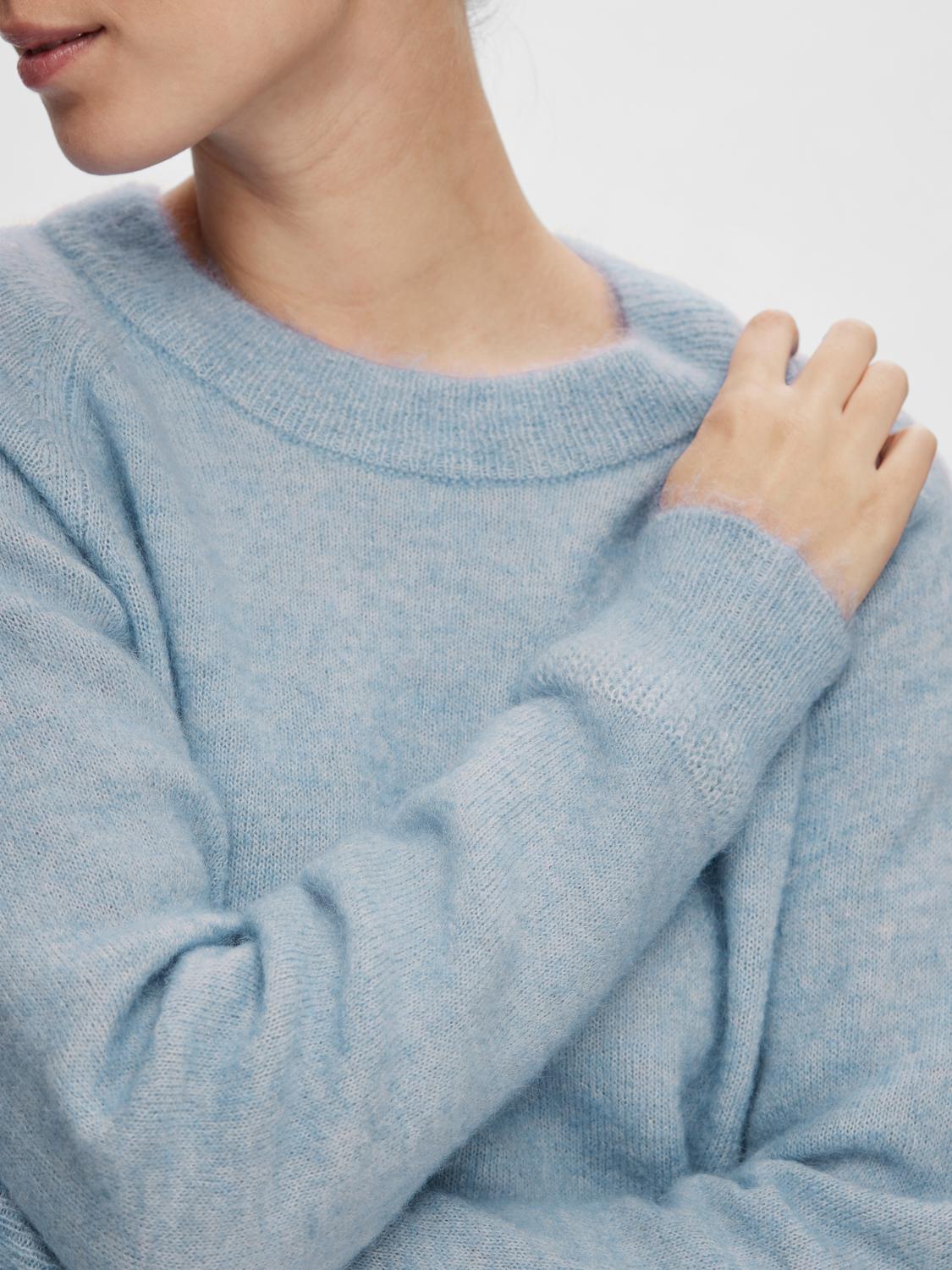 Lulu O-Neck Strikket Genser - Blå/ Cashmere Blue