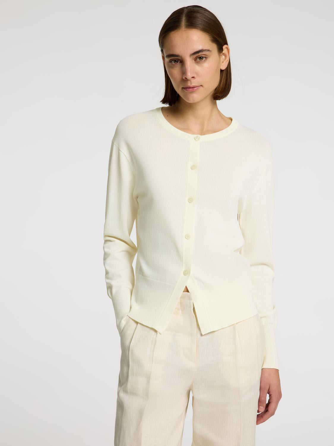 Calo Strikket Cardigan - Beige/ Birch