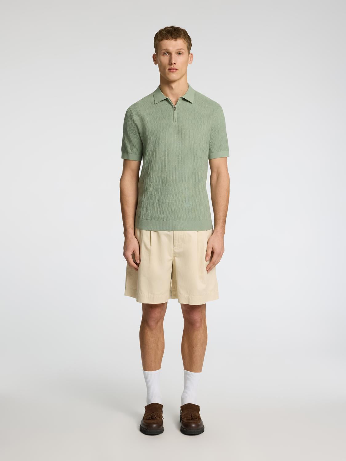 Cran Strikket Half Zip - Grønn/ Iceberg Green