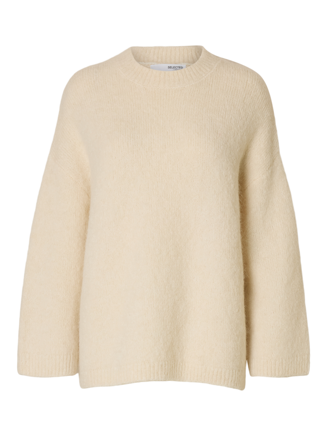 Gabella Strikket O-neck Genser - Beige/ Birch