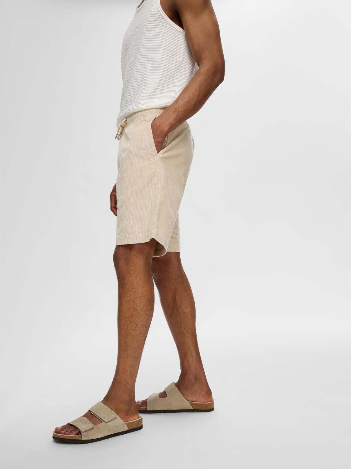Jace Kordfløyel Shorts - Beige/ Fog
