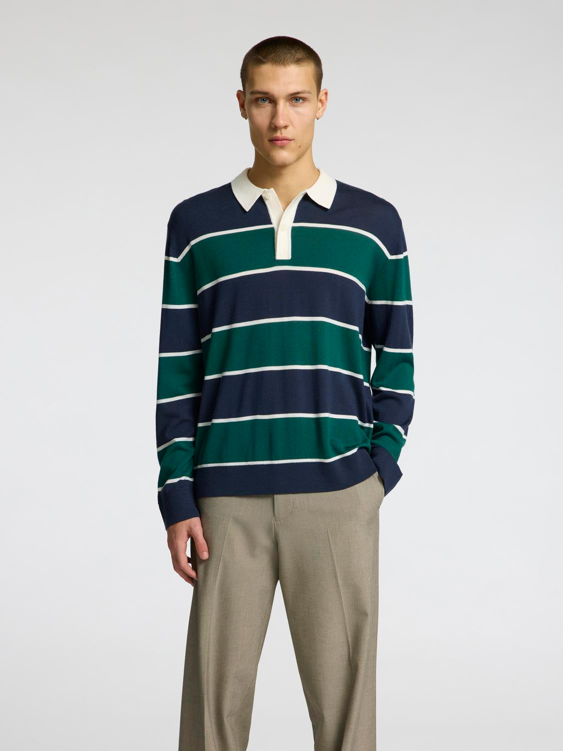 Tray Strikket Polo-Shirt - Grønn/ Verdant Green