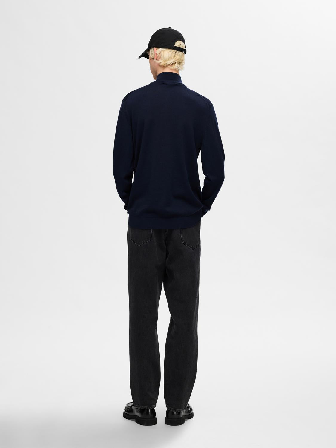 Tray Strikket Merino Half-Zip - Navy Blazer