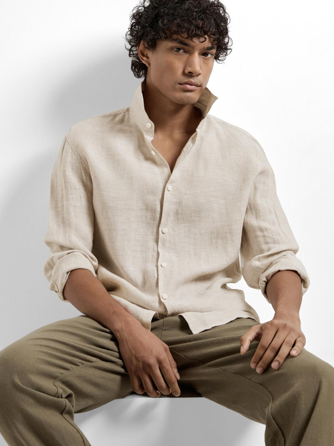 Regular Kylan Skjorte - Beige/ Pure Cashmere