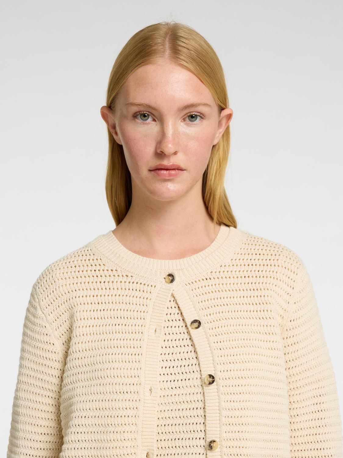 Vinna Strikket Cardigan - Beige/ Birch