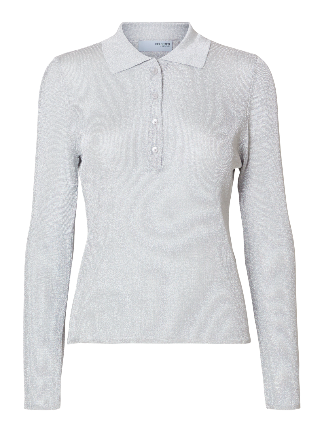 Dagni Strikket Polo-Skjorte - Sølv/ Silver