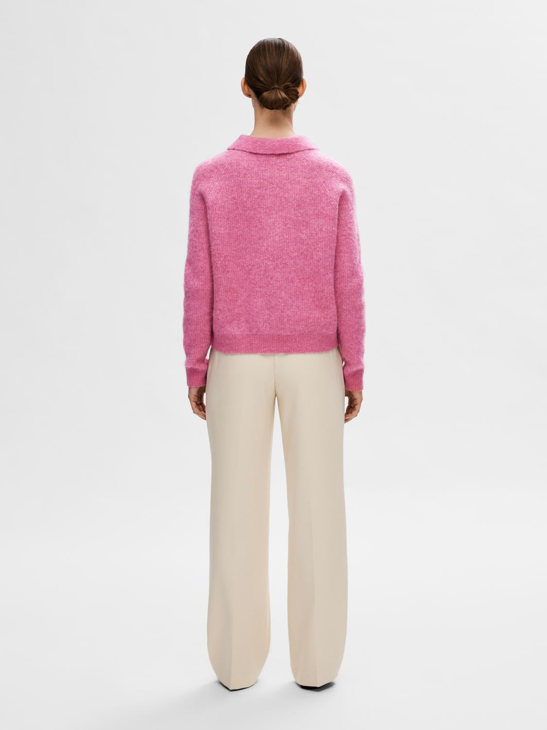 Sia Mynte half zip genser med krage - Rosa/ Phlox Pink