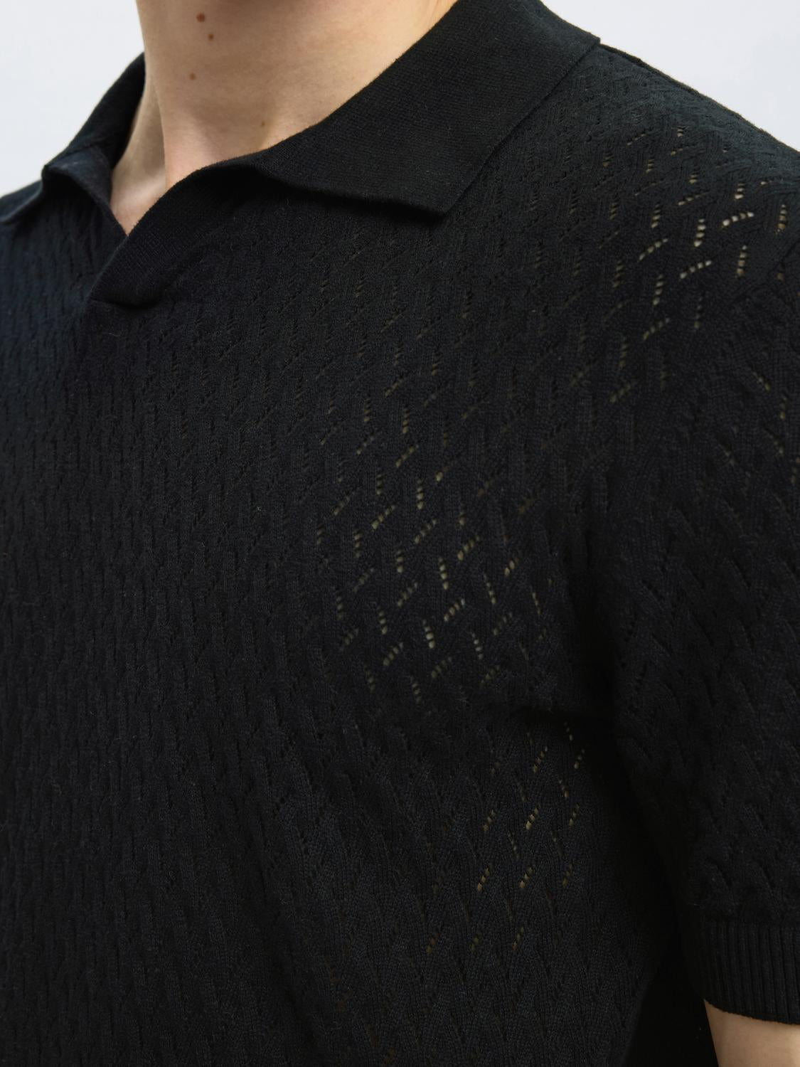 Lino Kort Arm Topp - Sort/ Black