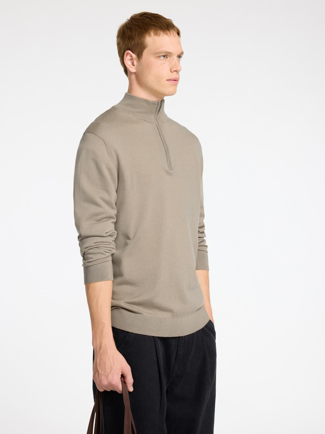 Tray Half zip Genser - Beige/ Kelp