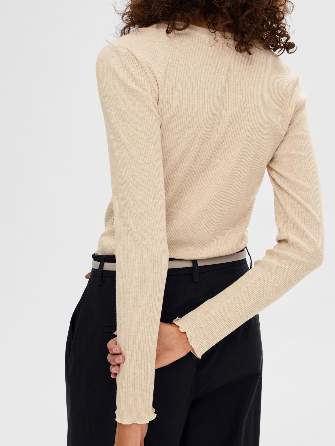 Anna LS T-Skjorte - Beige/ Oatmeal