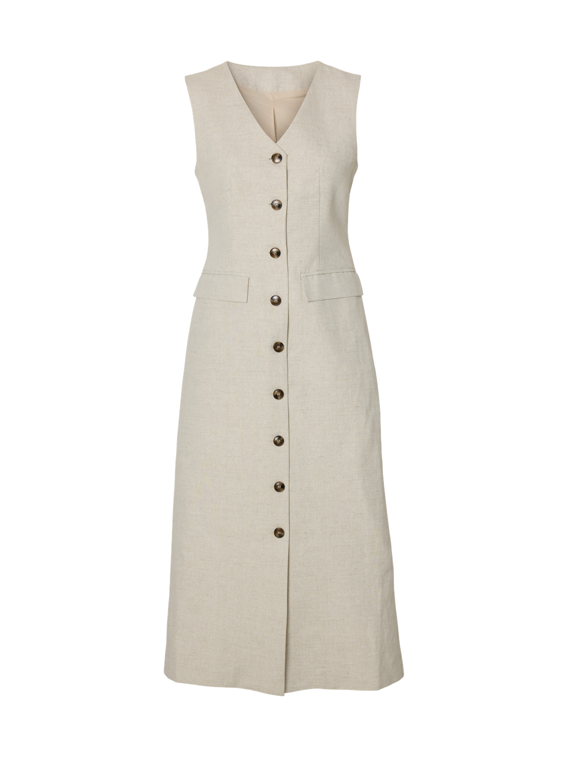 Venja Lang LIn Kjole - Beige/ Nomad