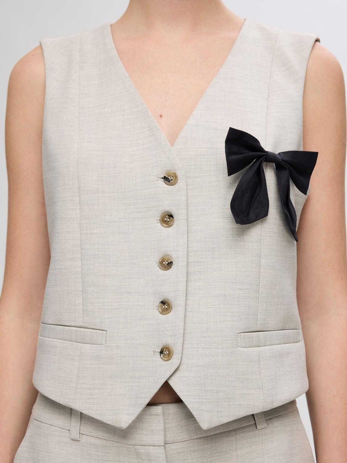 Rita Tailored Vest - Beige/ Dove