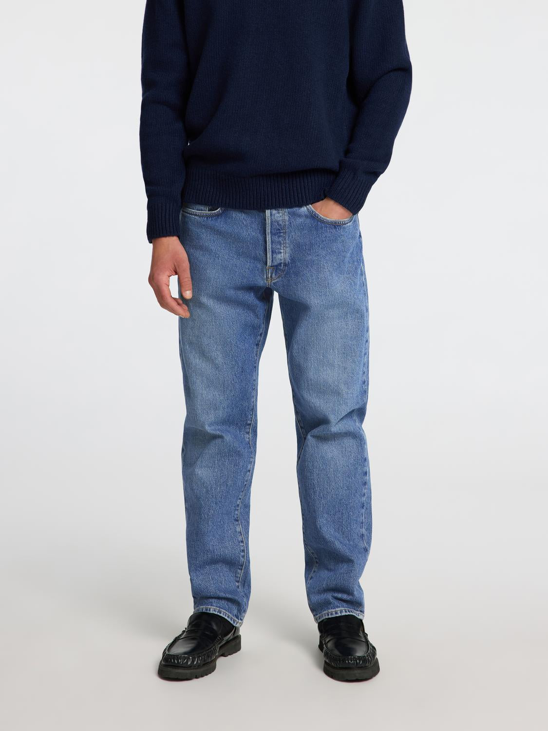 Straight Jeans - Blå/ Medium Blue Denim