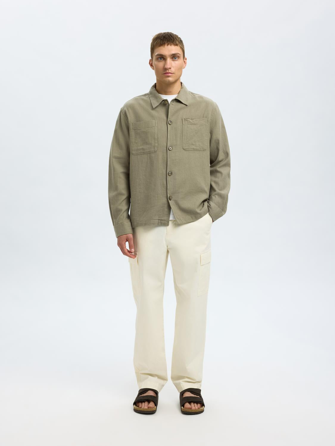 Brody LS Lin Overshirt - Grønn/ Vetiver
