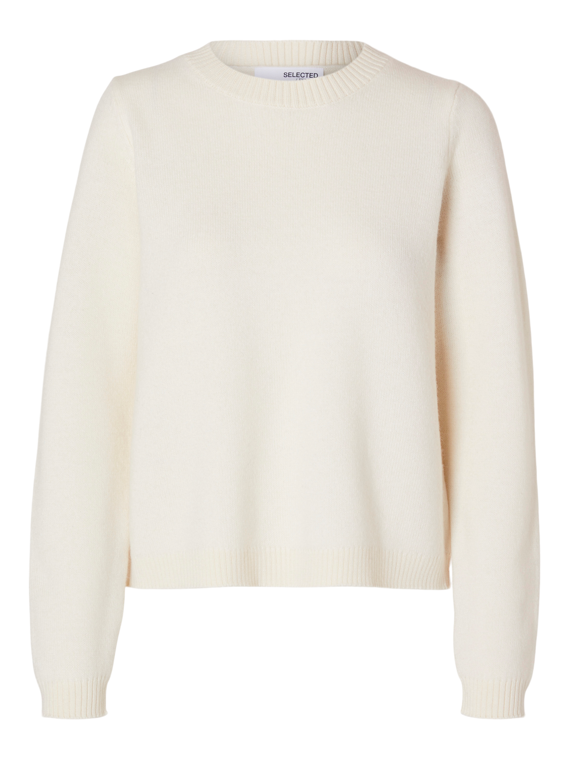 Ana Strikket O-neck Genser - Beige/ Birch