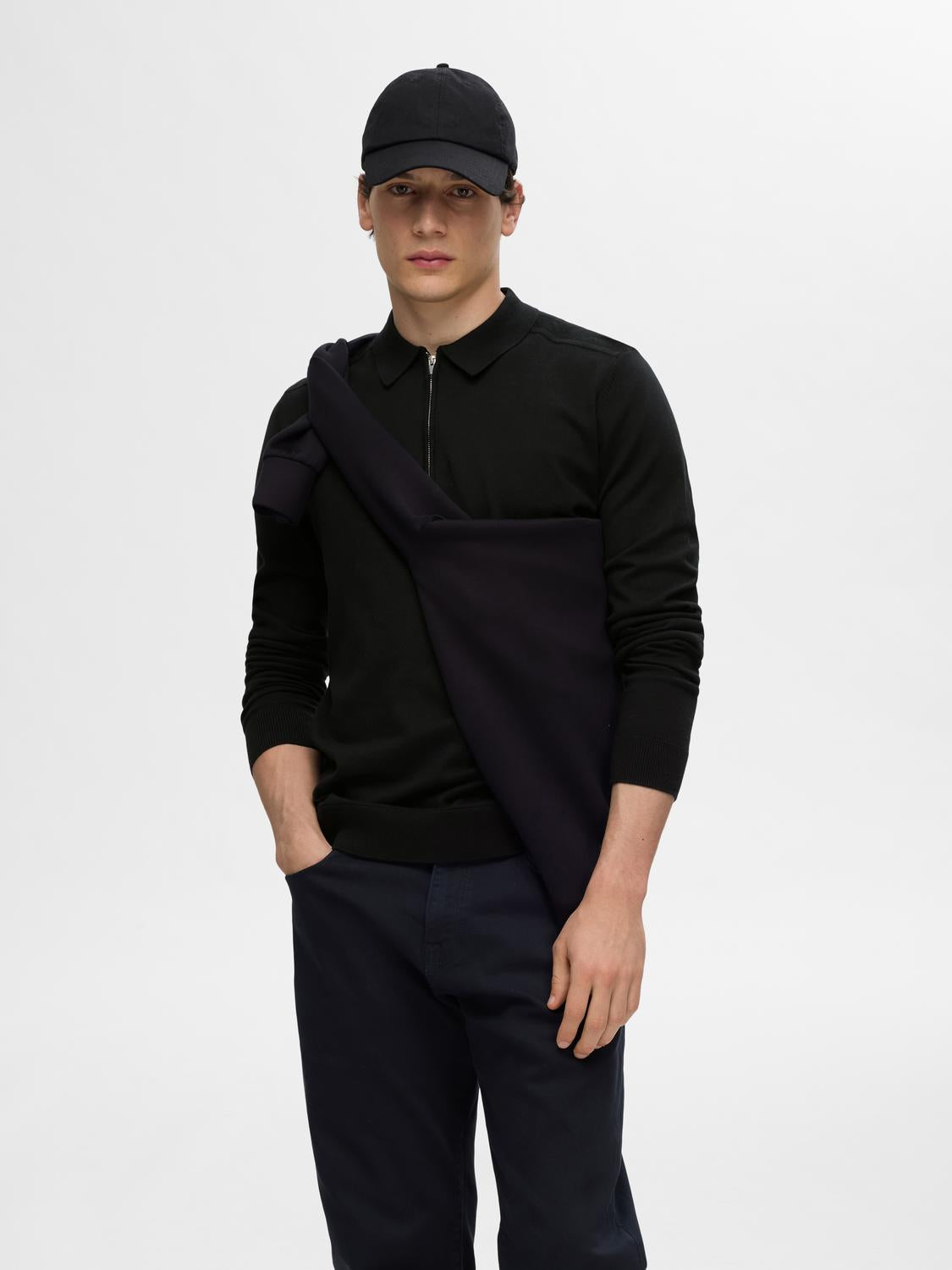 Berg Half Zip Genser - Black