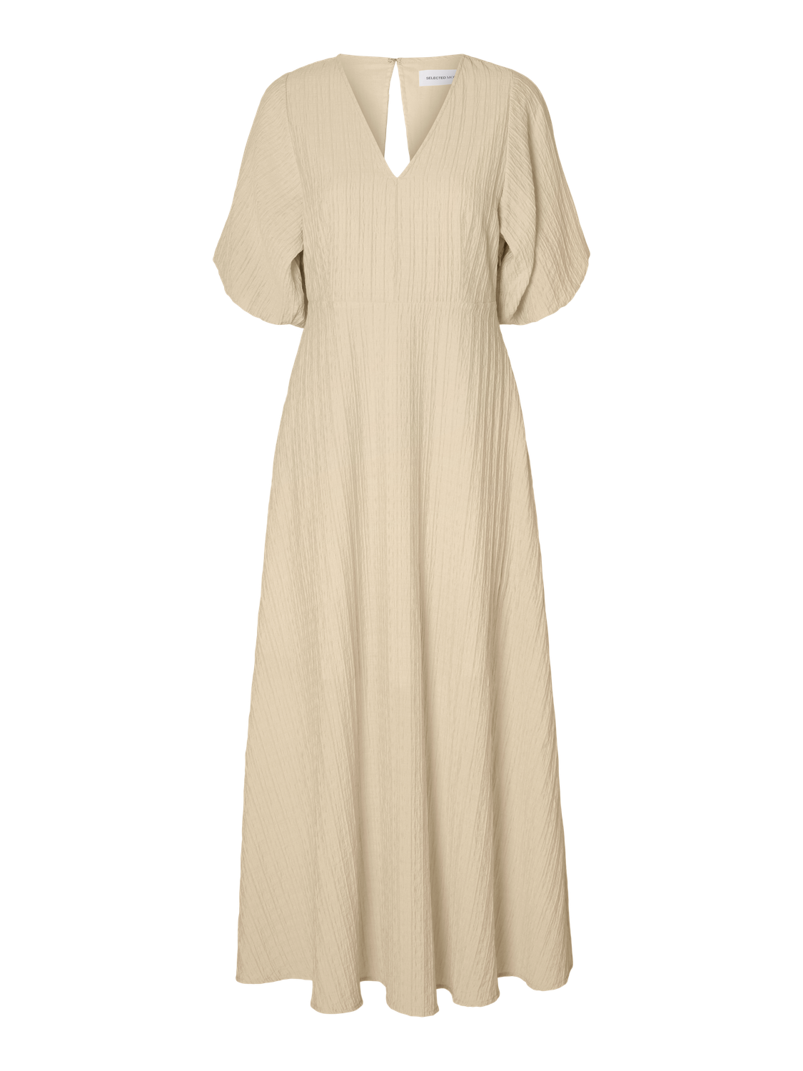 Maddie Midi Kjole - Beige/ Birch