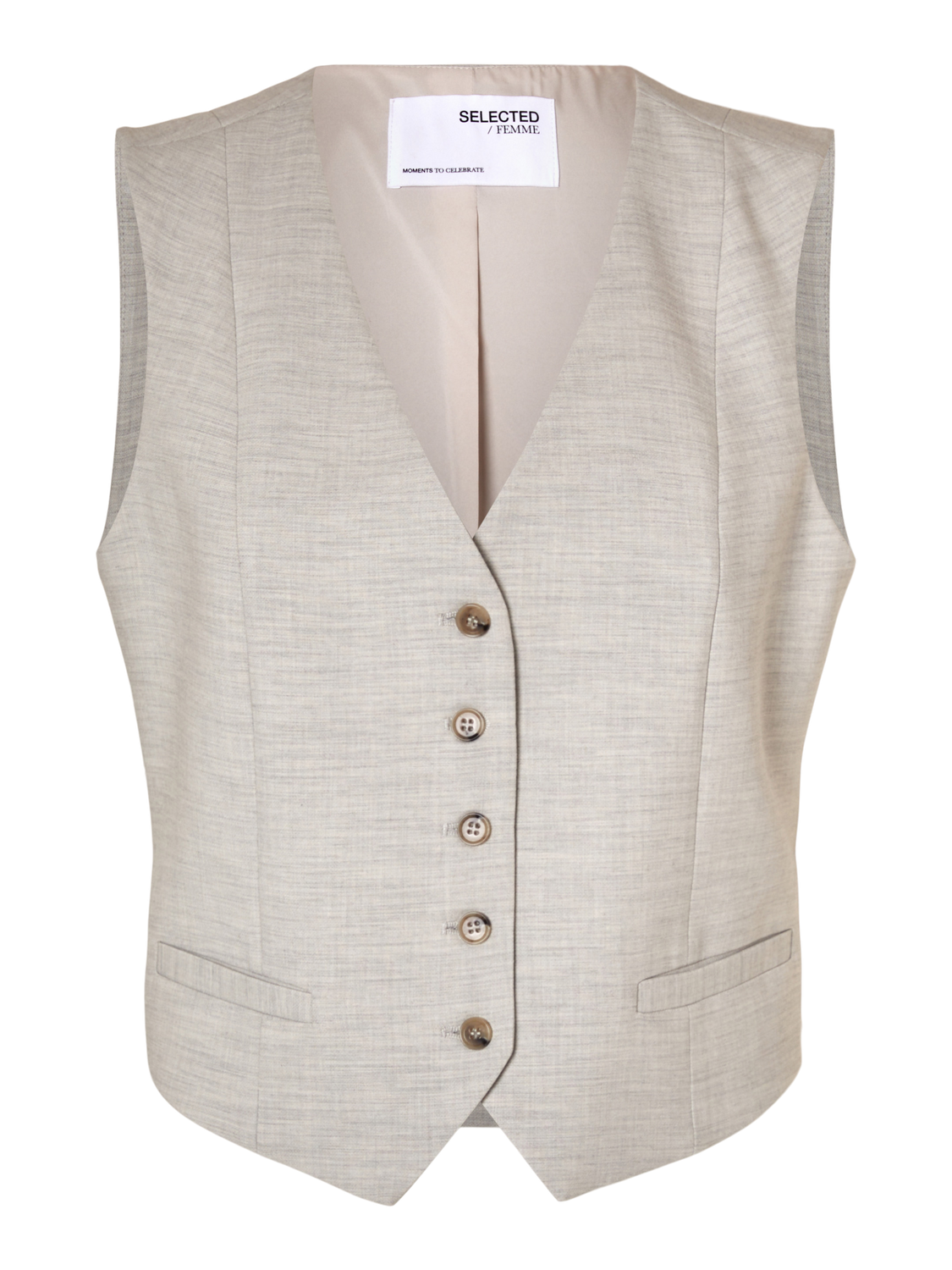 Rita Tailored Vest - Beige/ Dove