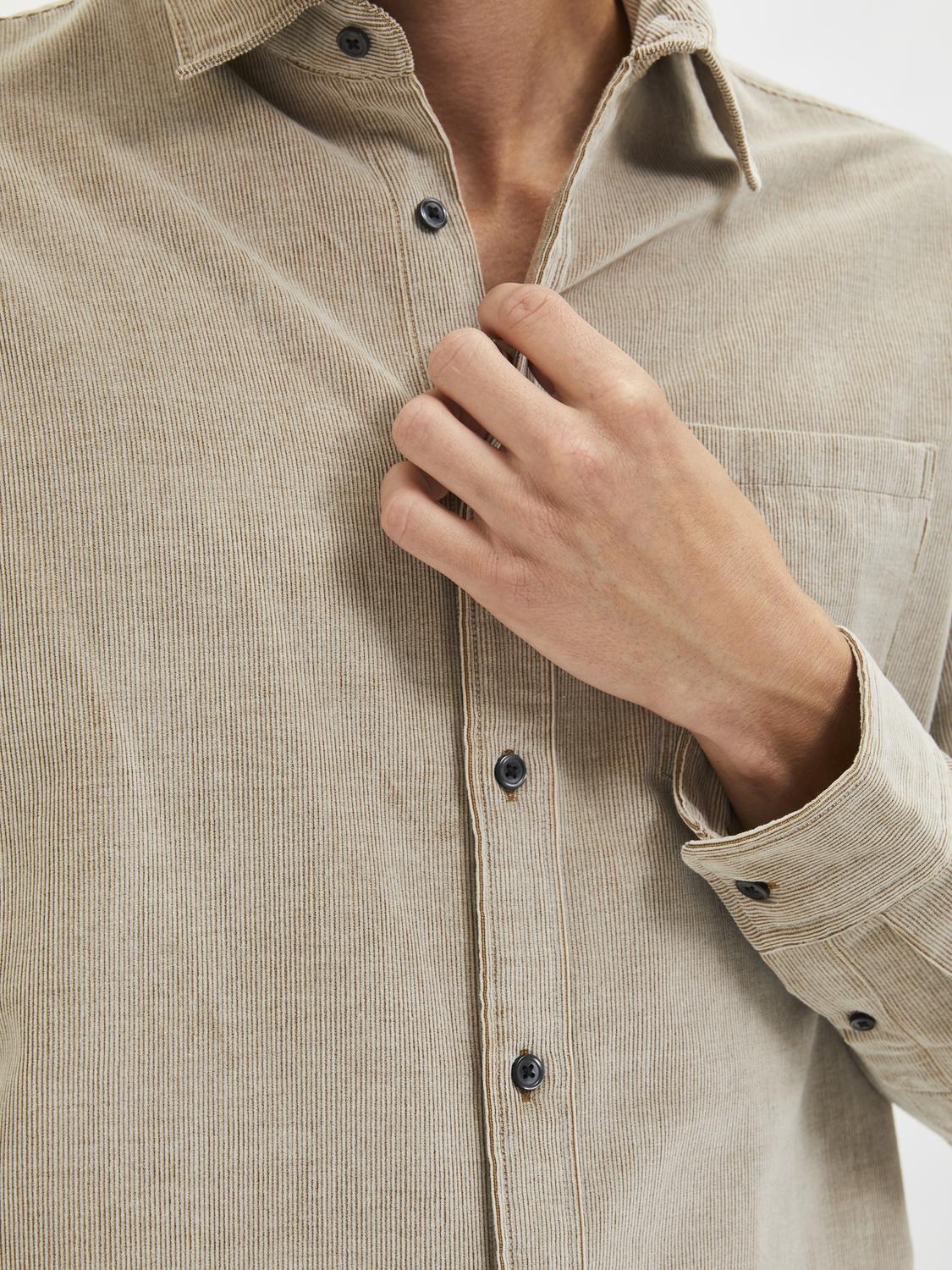Regular Benjamin Skjorte - Beige/ Breen
