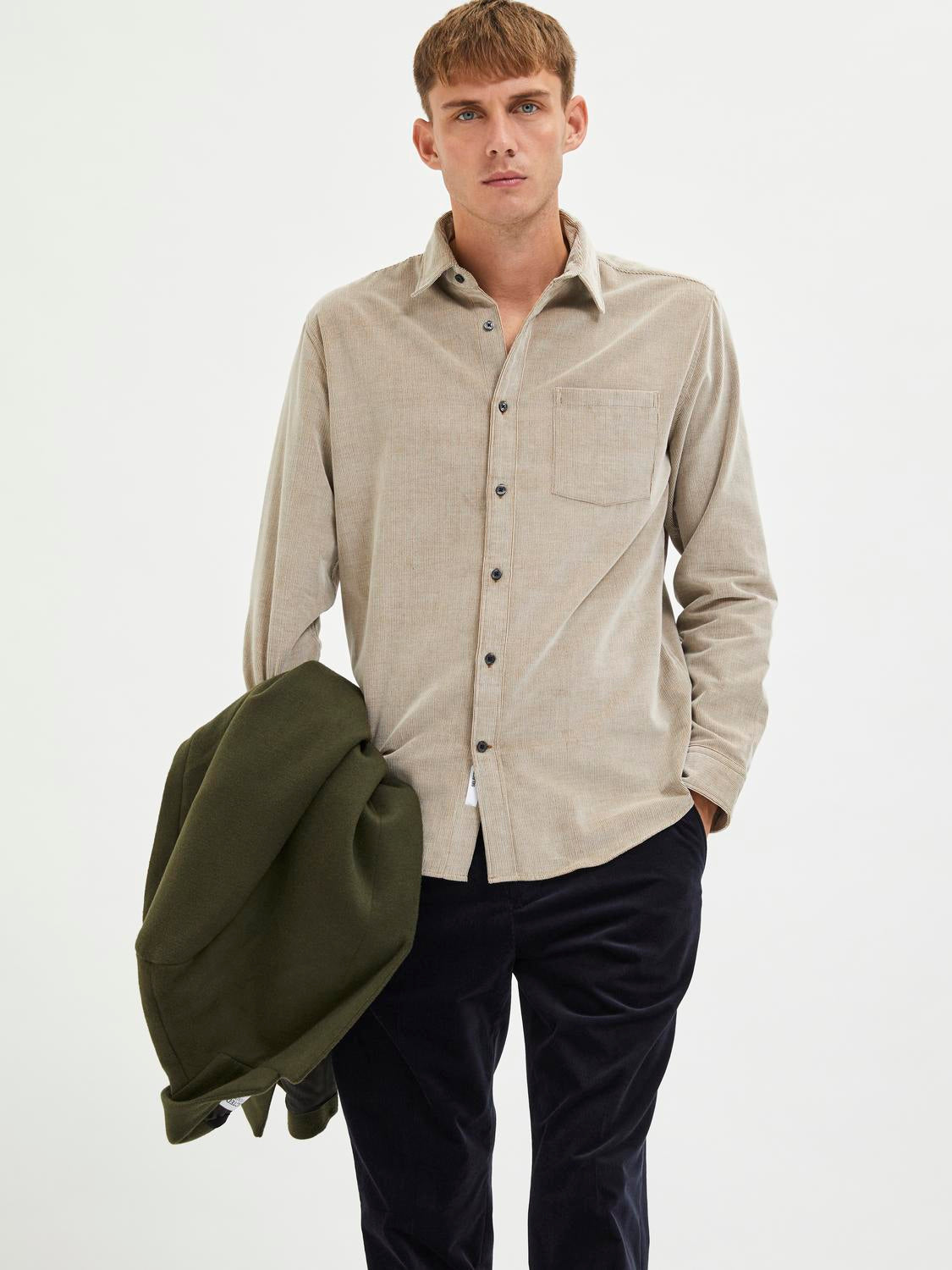Regular Benjamin Skjorte - Beige/ Breen
