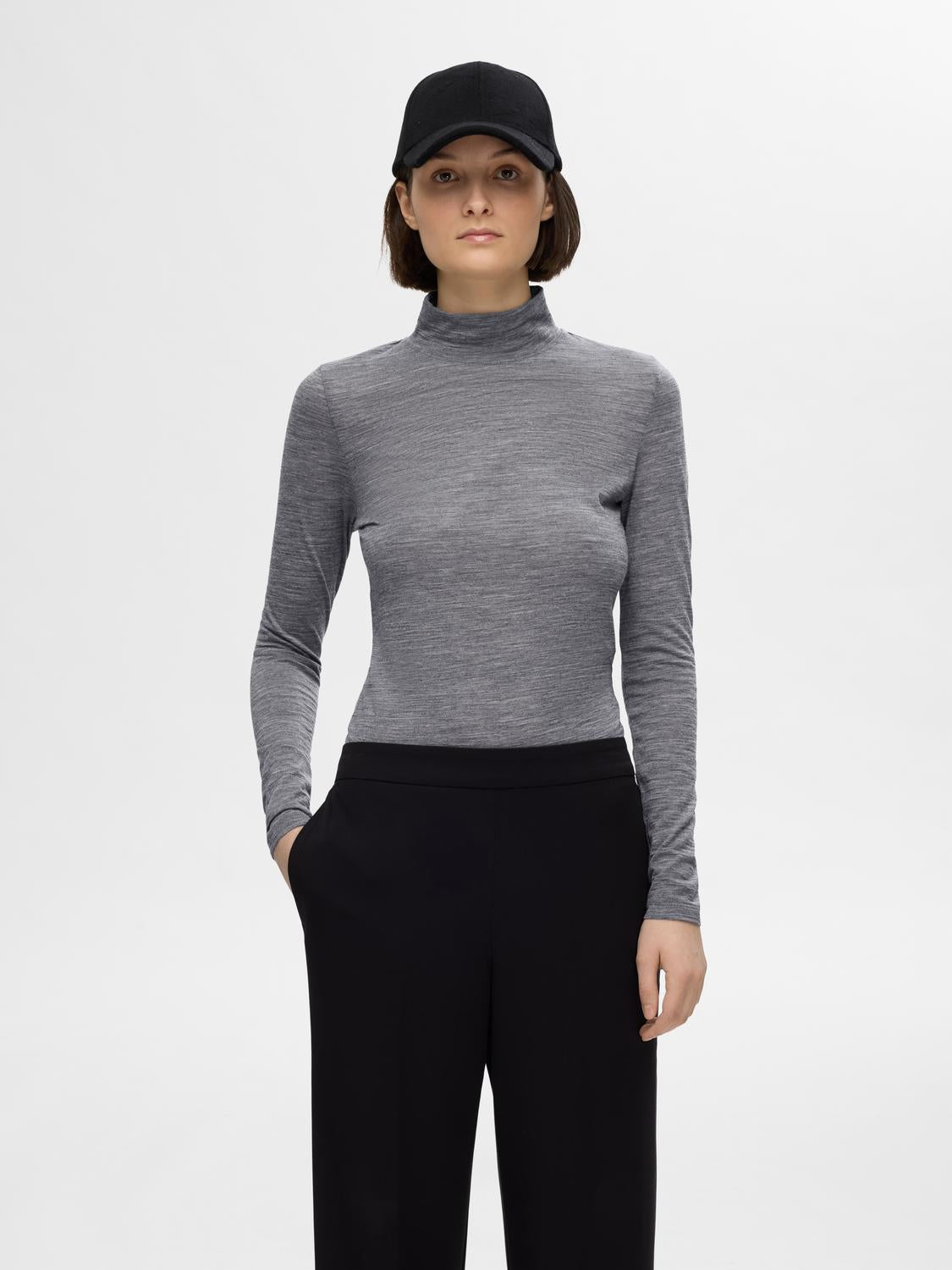 Wola High Neck Topp - Grå/ Steel Gray