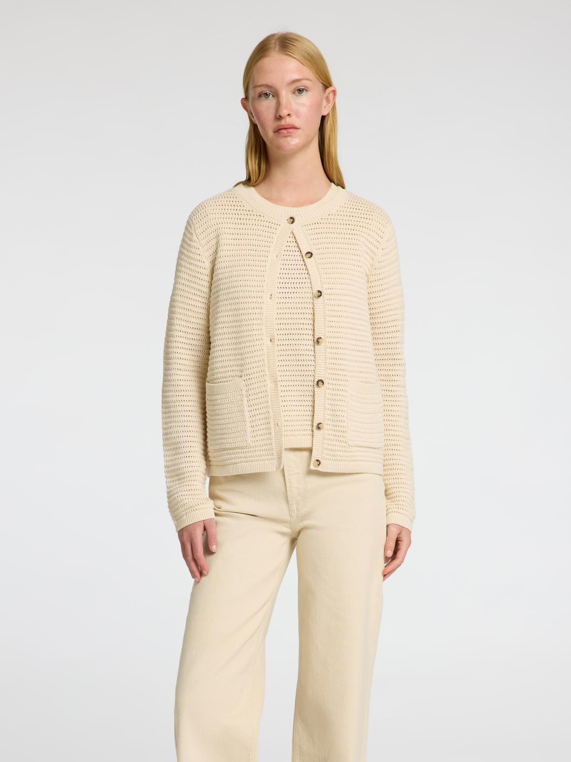Vinna Strikket Cardigan - Beige/ Birch
