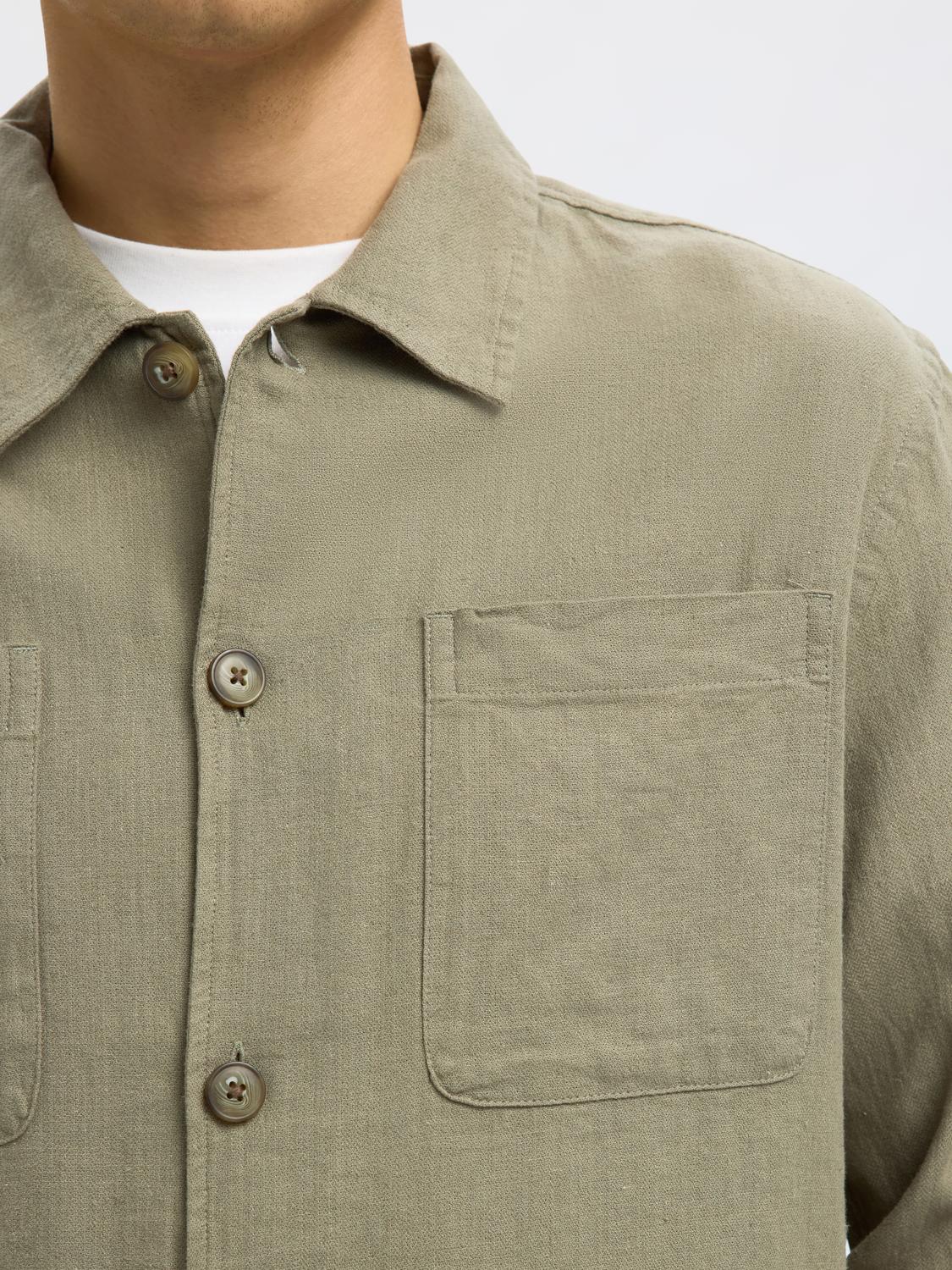 Brody LS Lin Overshirt - Grønn/ Vetiver