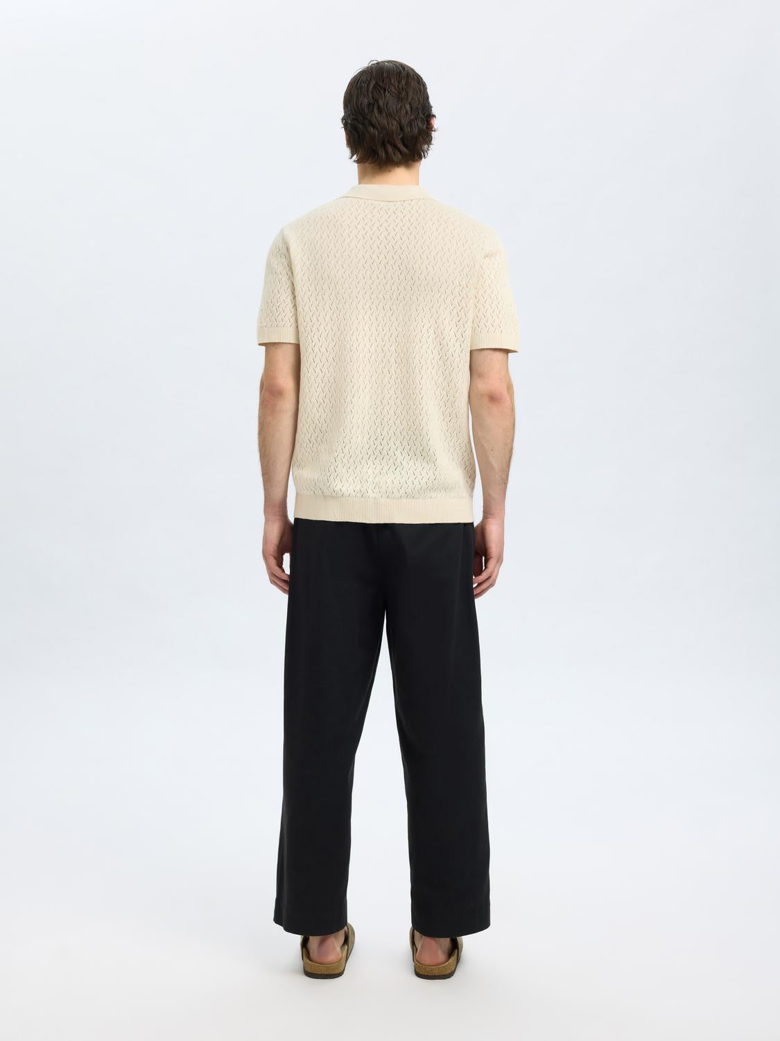 Lino Kort Arm Topp - Beige/ Egret