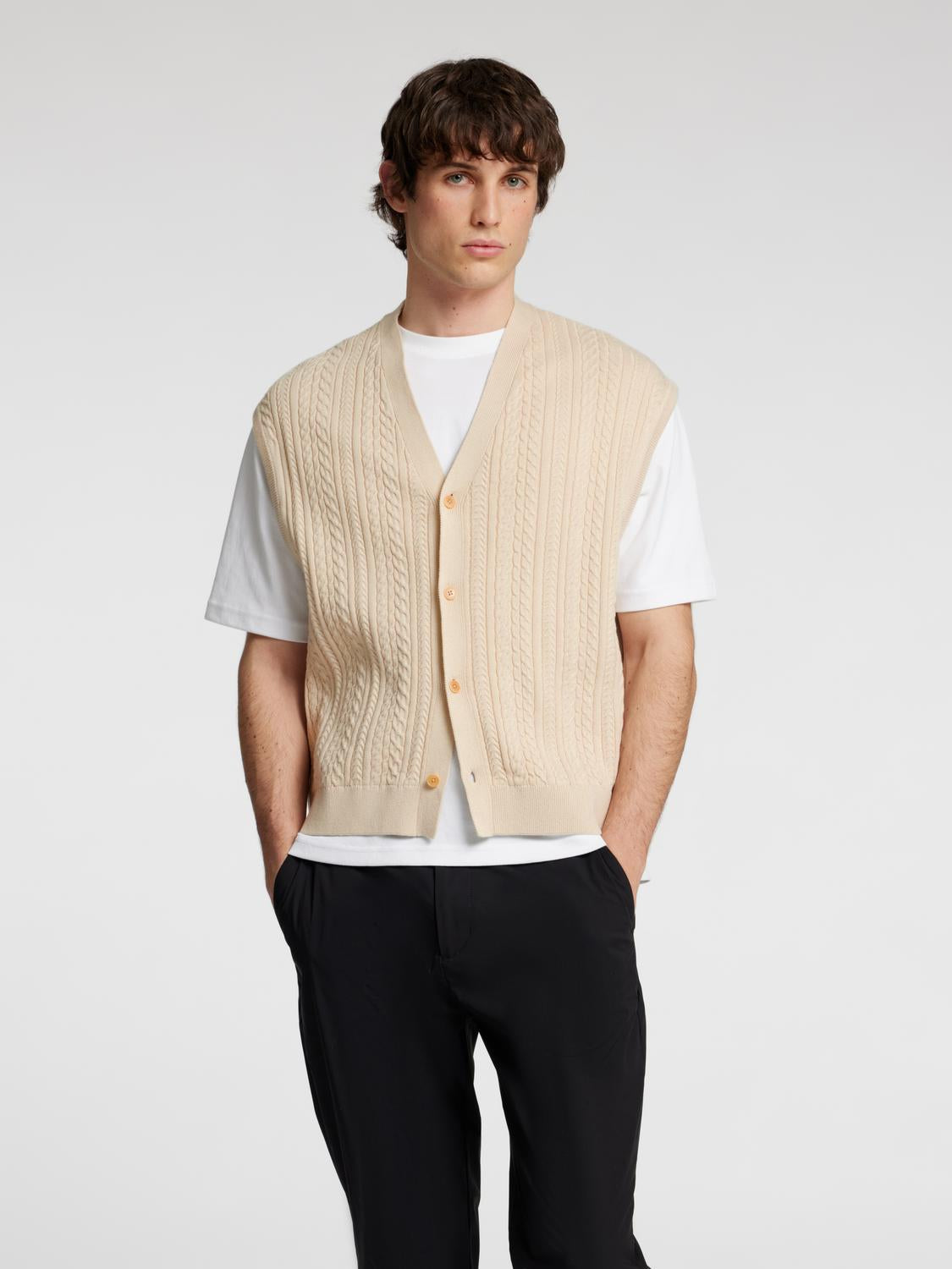 Elis Strikket Cardigan - Beige/ Oatmeal