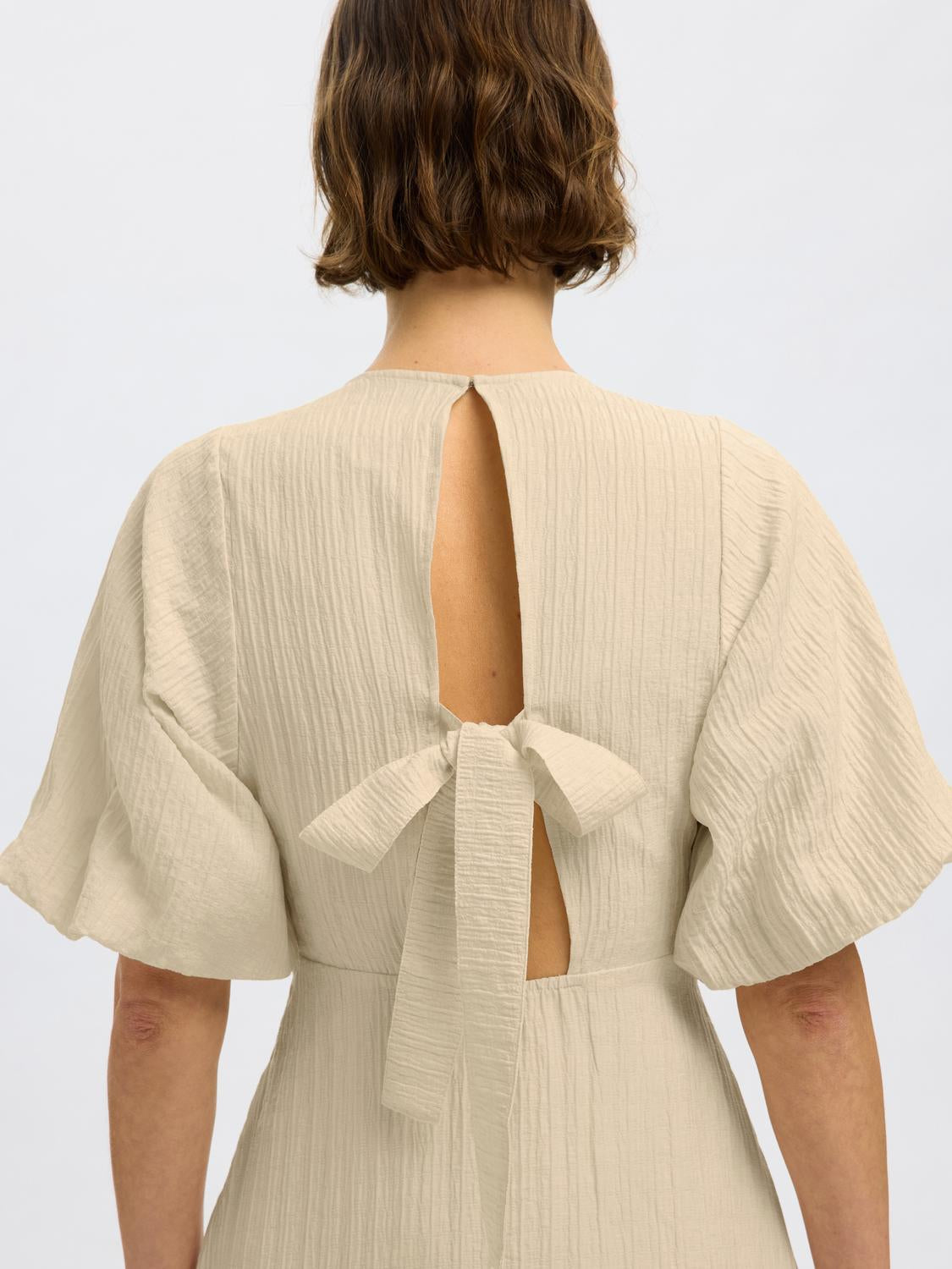 Maddie Midi Kjole - Beige/ Birch