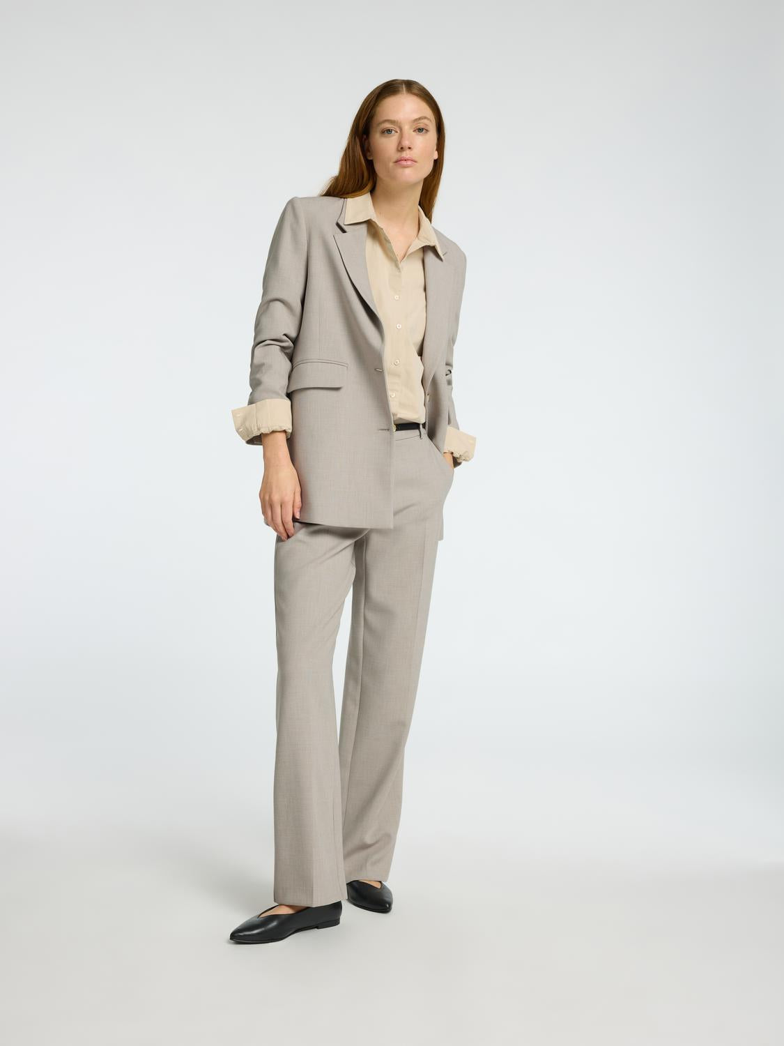 Rita Wide Dressbukser - Beige/ Island Fossil