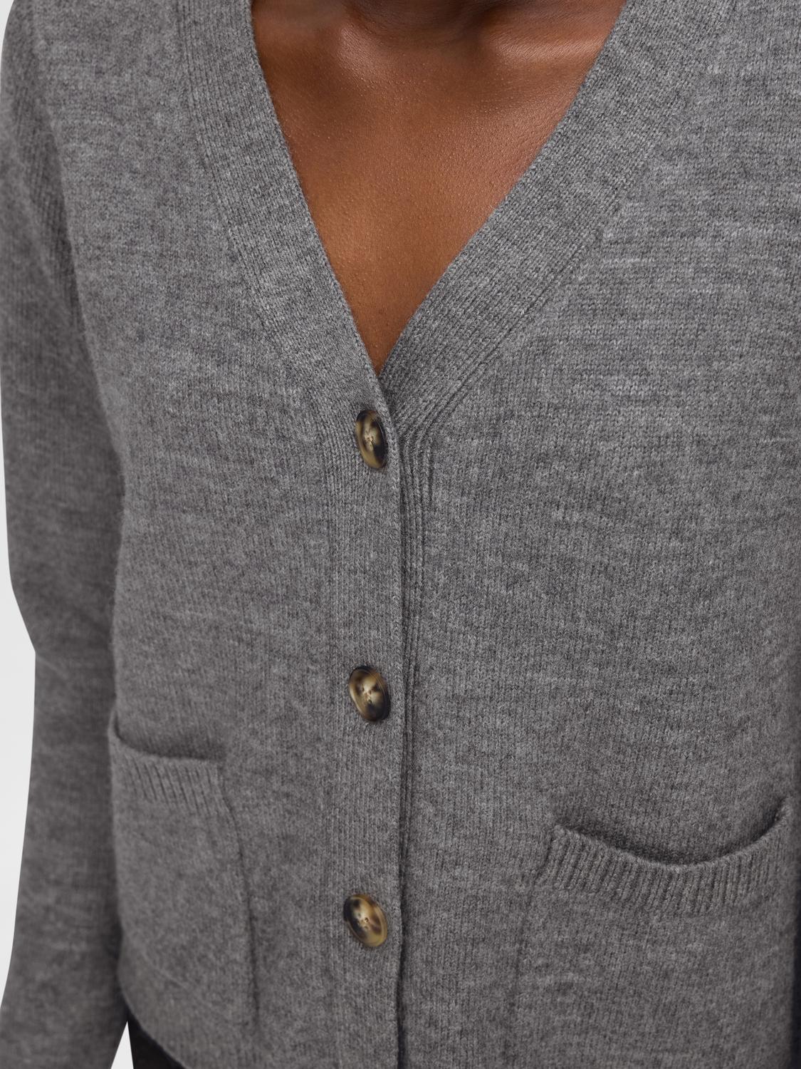 Ana Strikket Cardigan - Medium Grey Melange