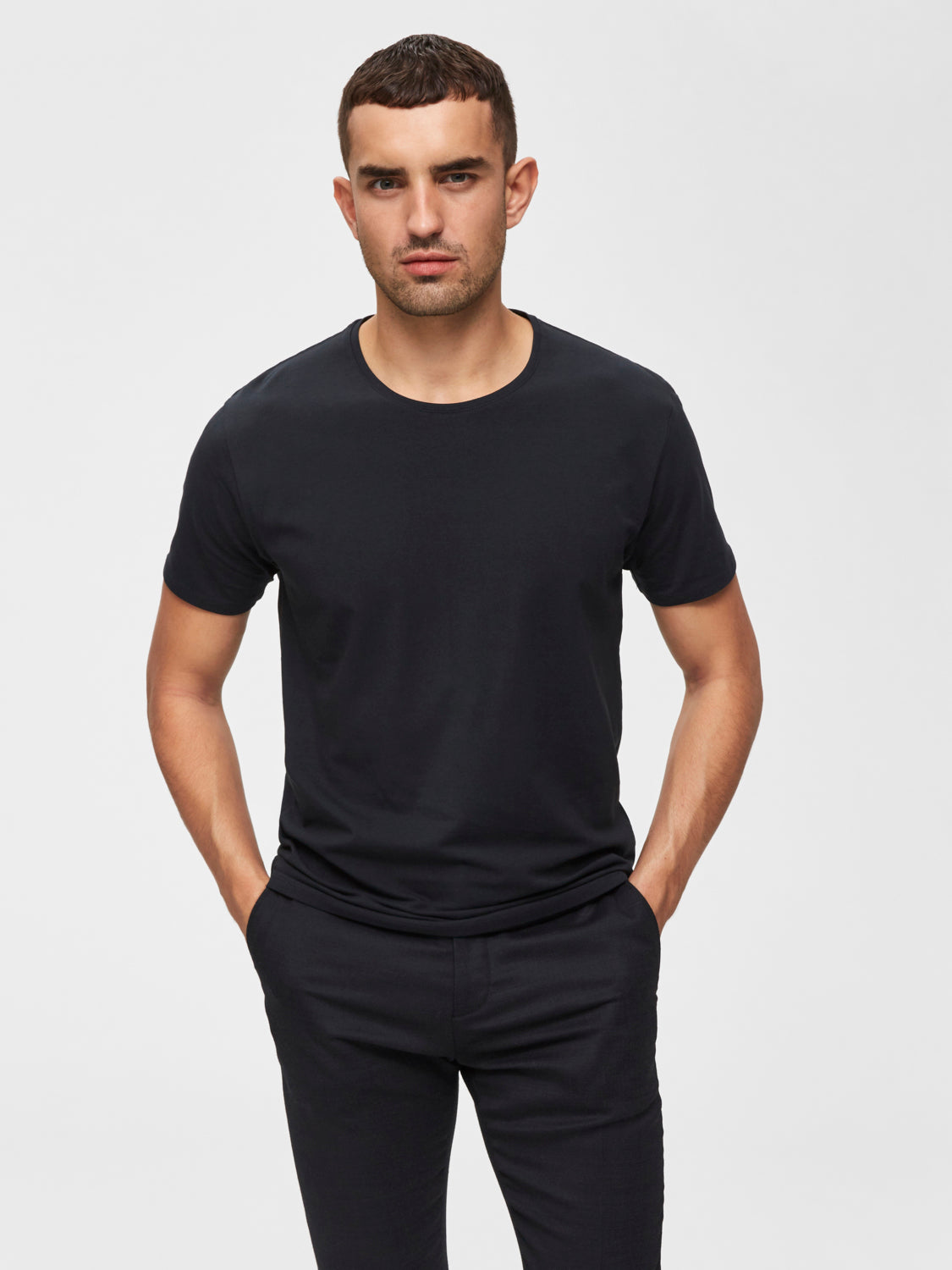 Pima bomull O-neck T-Skjorte - Sort/ Black
