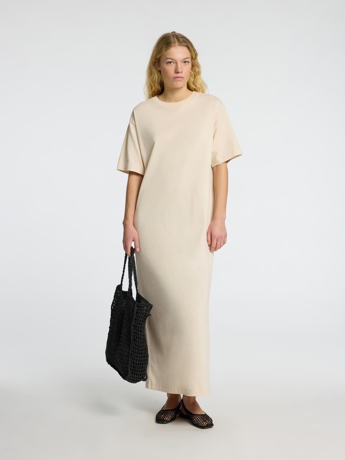 Essential Lang Kjole - Beige/ Birch