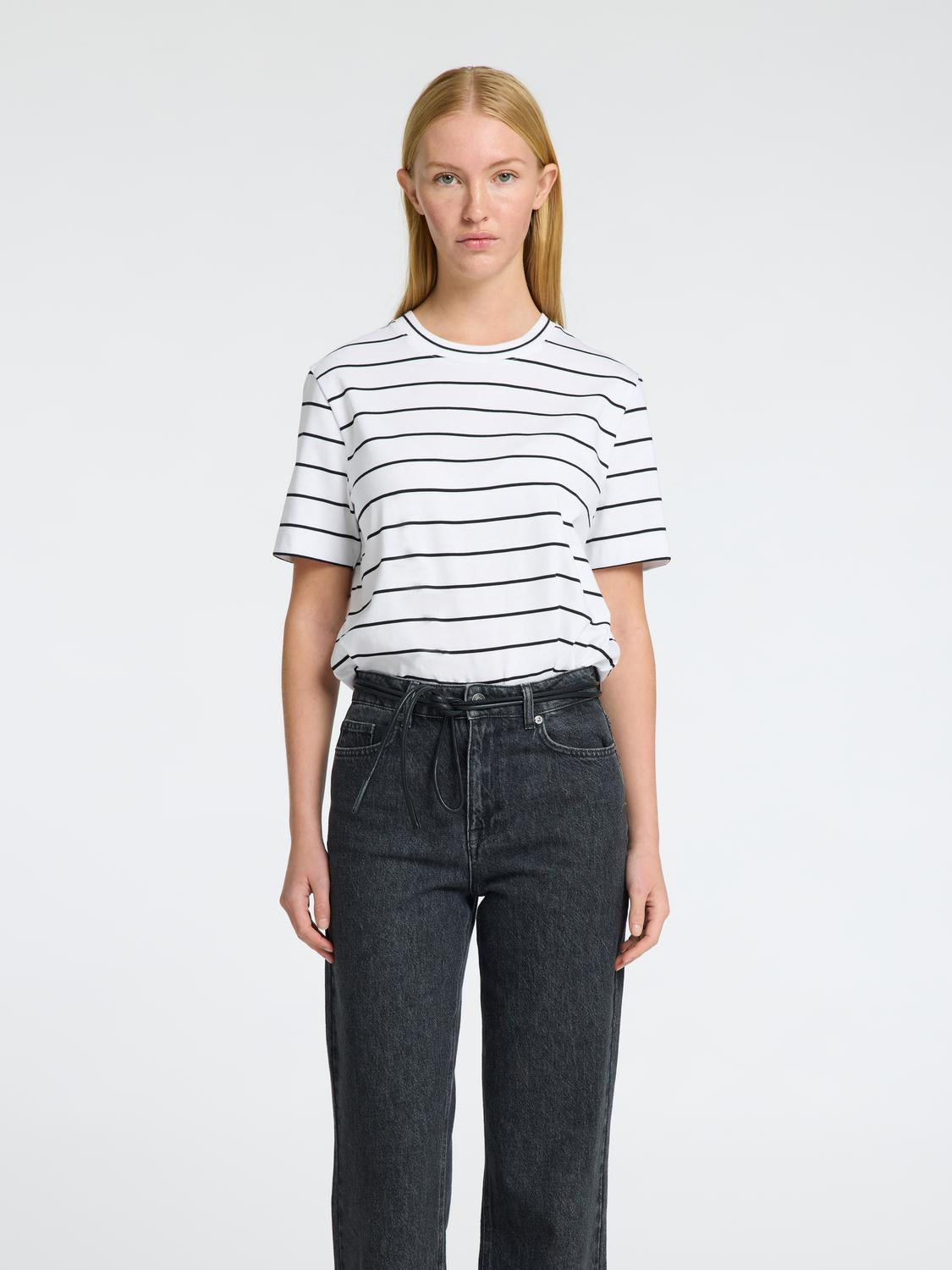 Essential Stripete Boxy - Hvit/ Bright White