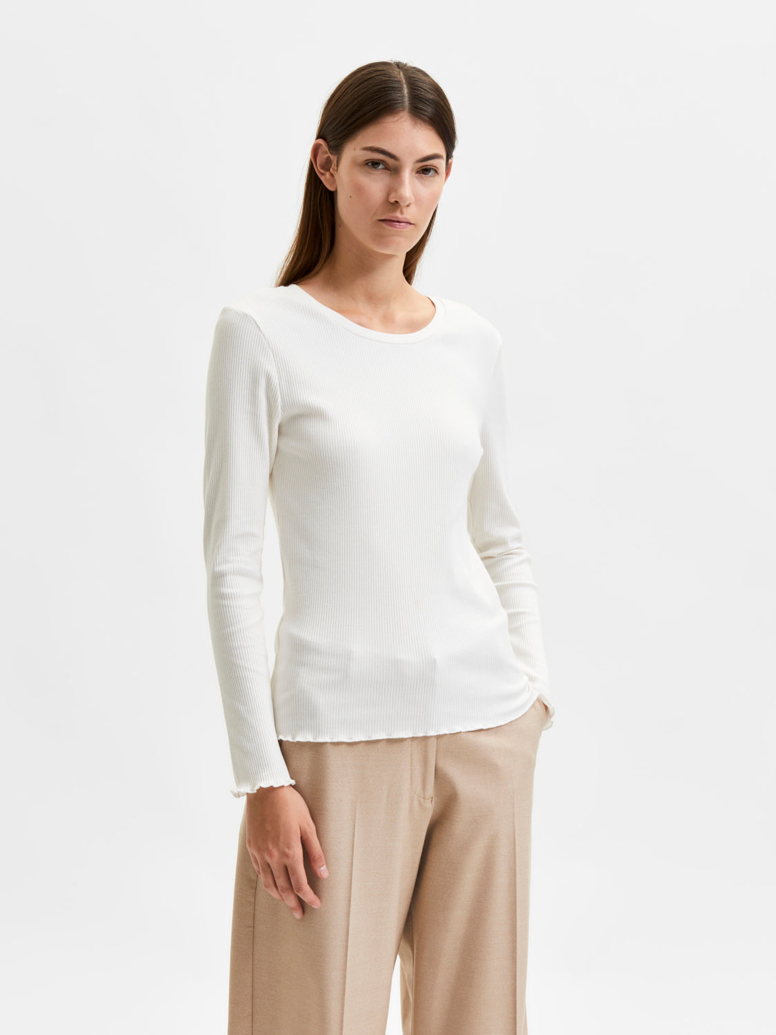 SELECTED FEMME -  ANNA LS T-SKJORTE - HVIT