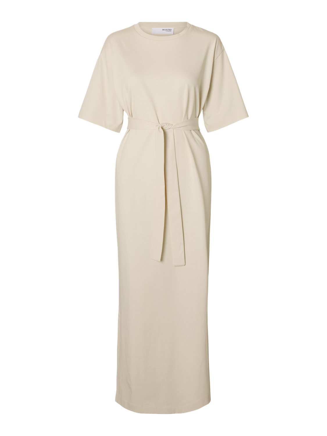 Essential Lang Kjole - Beige/ Birch