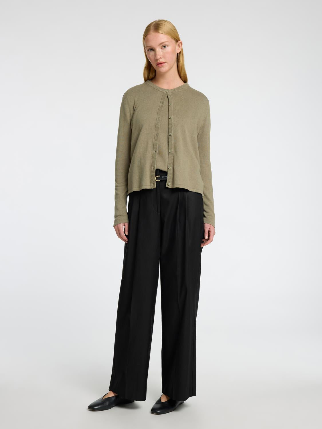 Laura Strikket Cardigan - Grønn/ Vetiver