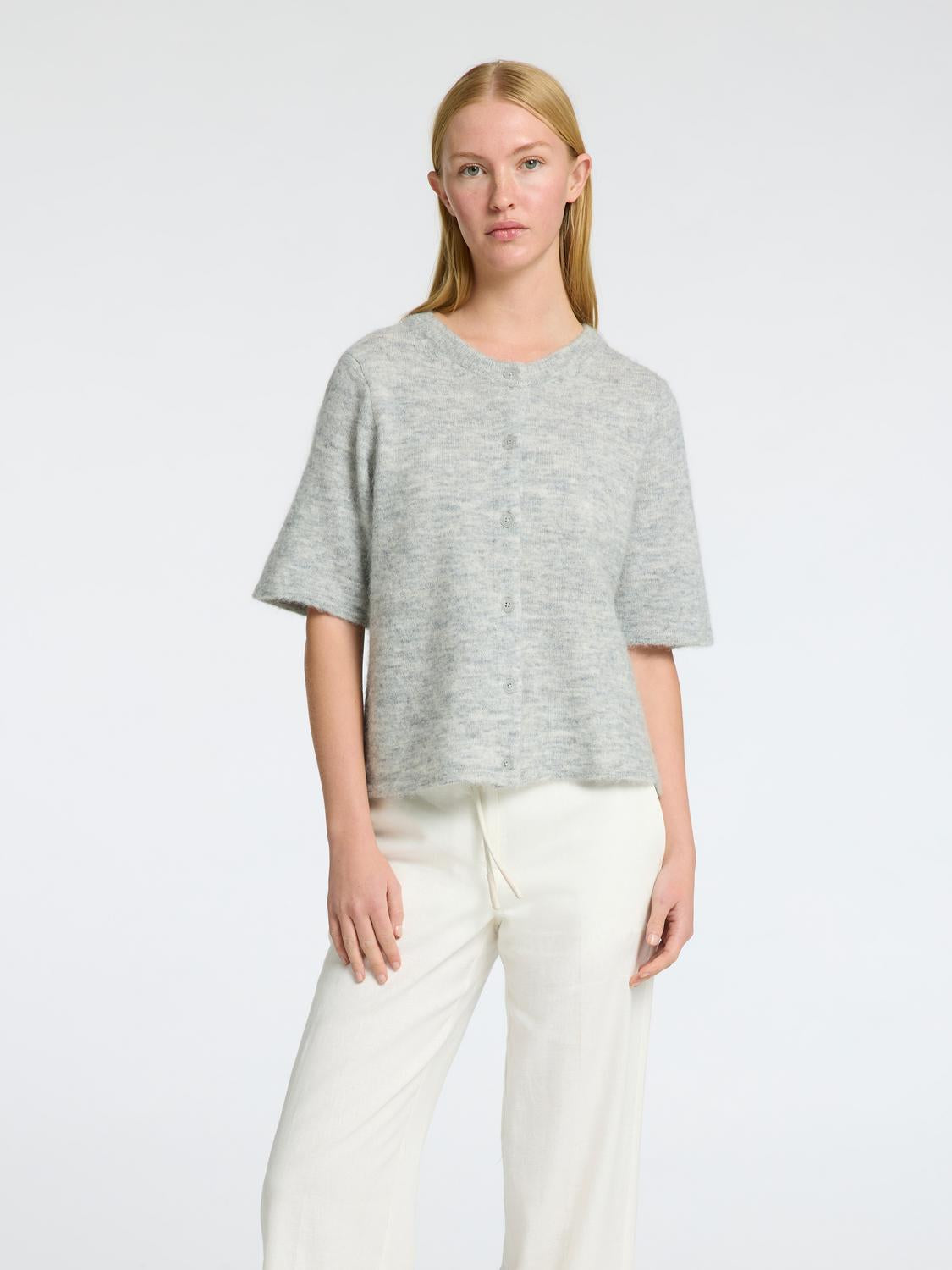 Lulu 2/4 Strikket Cardigan - Grå/ Light Grey Melange