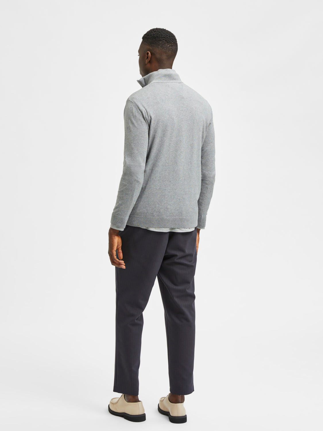 Berg Half Zip Genser - Grå/ Medium Grey Melange