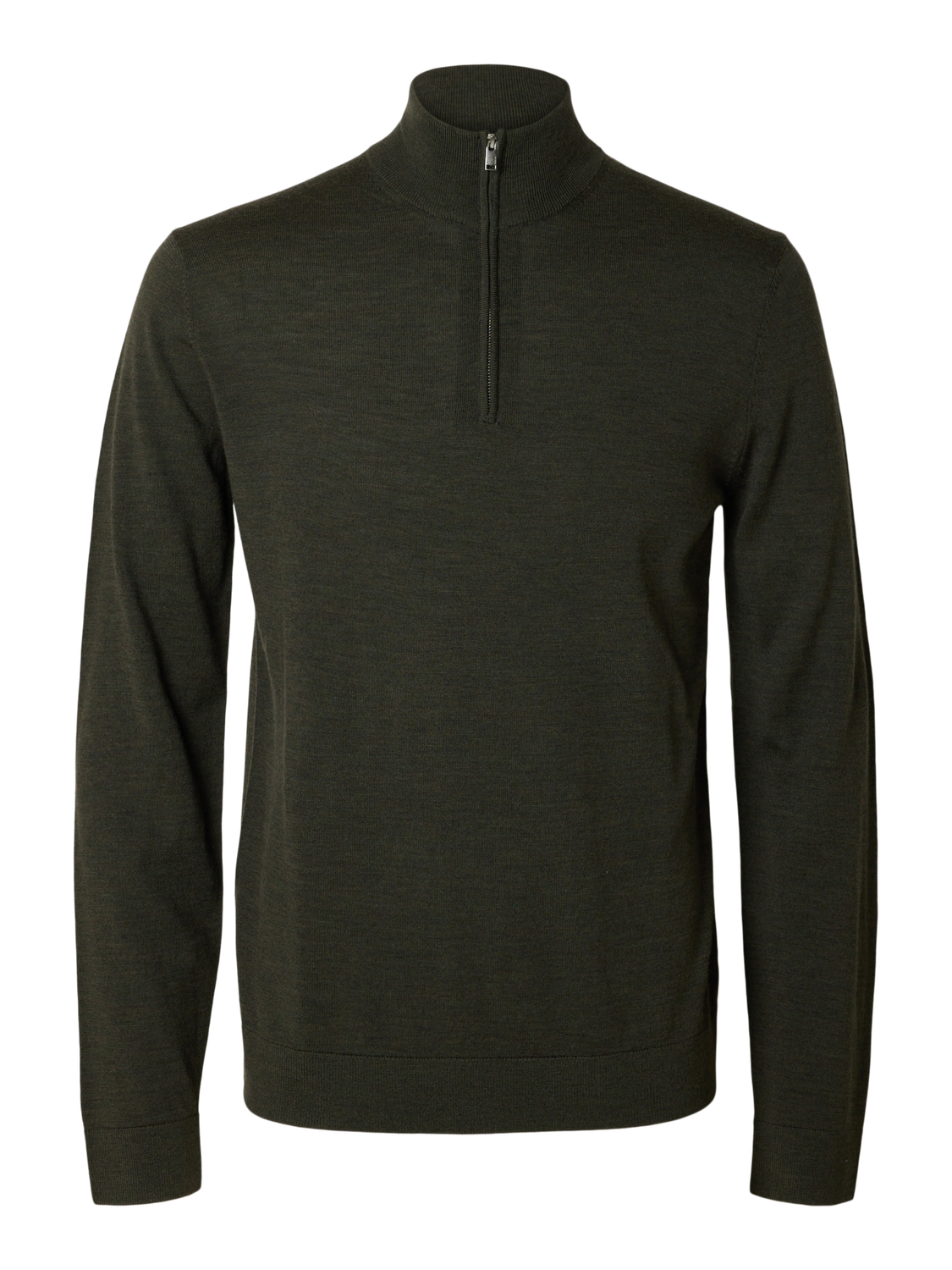 Tray Strikket Merino Half-Zip - Forest Night
