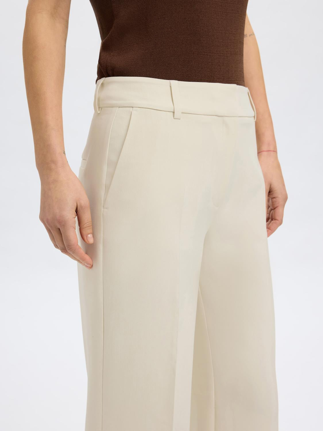 Rita Wide DRessbukser - Beige/ Birch