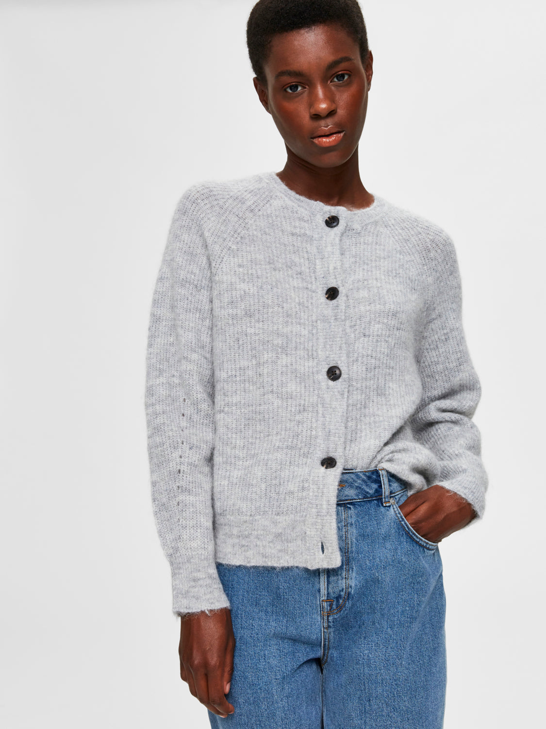 Lulu kort ullcardigan - Grå